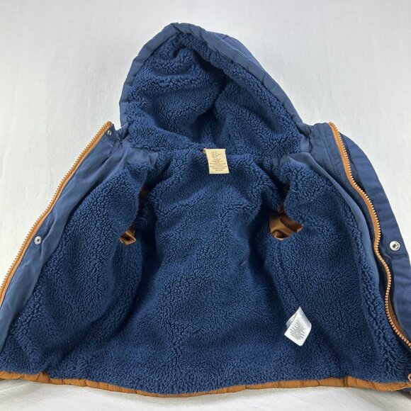 Telluride Clothing Company Toddler Winter Coat Size 2-3T Navy Brown Hooded - Picture 3 of 7